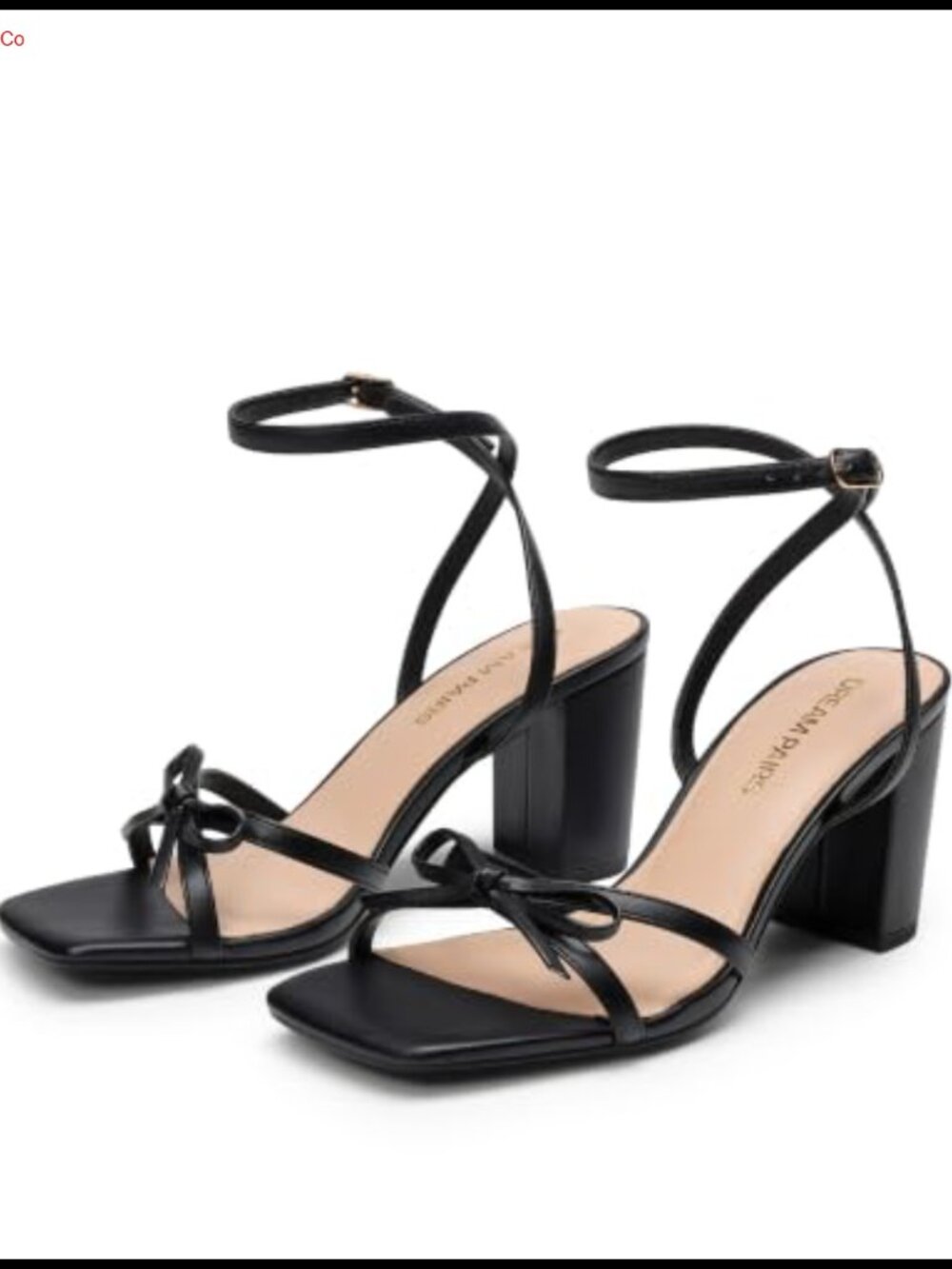 Women's Faux Leather Block Heel Bow Strappy Square Toe Sandals - Picture 4 of 6